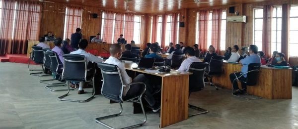 Advisor and Legislator in-charge of Peren District COVID-19, Namri Nchang, Minister Temjen Imna Along along with Leader of Opposition, TR Zeliang during the meeting with the Peren District task Force on May 21. (DIPR Photo) 